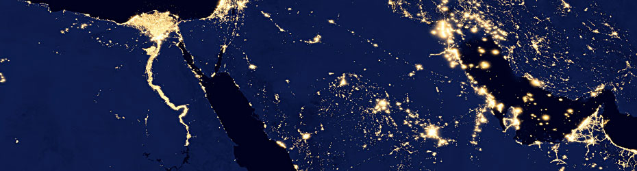 Die schwarze Murmel - Erde bei Nacht. Satellitenbild der Nasa.
